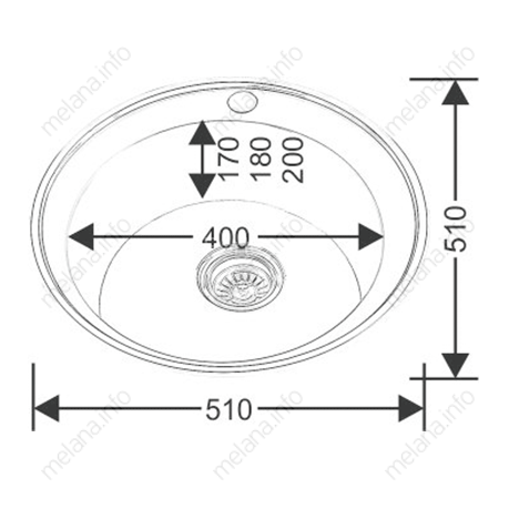 Мойка 510 MELANA 0,8/180 МАТОВАЯ врезная круглая с сифоном (001M t *12)