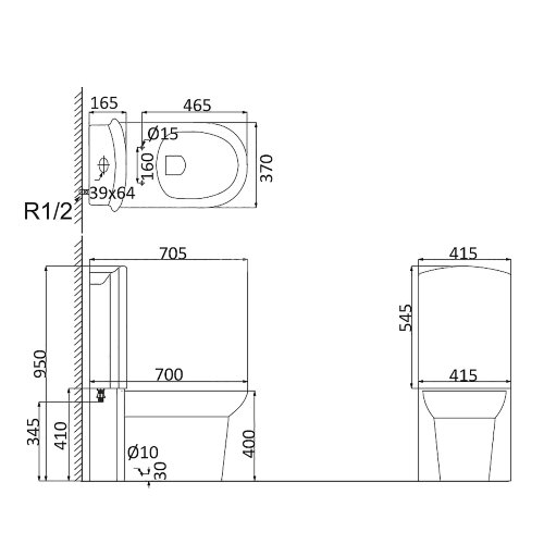 Унитаз-компакт Creo Ceramique LE MANS напольный, скрытый монтаж, с крышкой микролифт (415х705х950)