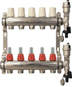 Коллекторная группа НЕРЖ. с расходомерами 1"х7х3/4"EK VALTEC