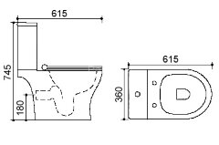 Унитаз-компакт Azario Verde 615х360х745 напольный, безободковый, с сиденьем микролифт ( AZ-2224)