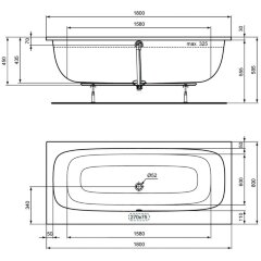 Ванна акриловая Ideal Standard i.life Duo 1800х800 пристенная, встраиваемая, белая (T476401)