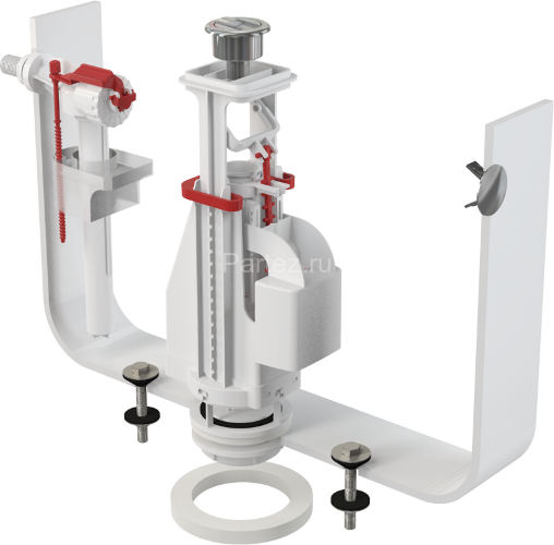 Выпускной комплект Alcaplast, с двойной кнопкой, впускной механизм А15, подключение 3/8'', цвет кноп