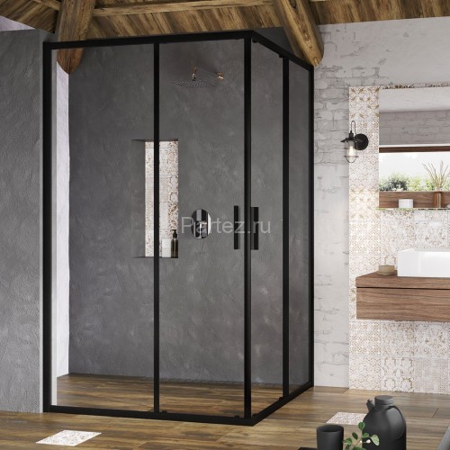 Душевой уголок Ravak Blix Slim BLSRV2K-90 черный+Transparent (X1XM70300Z1)