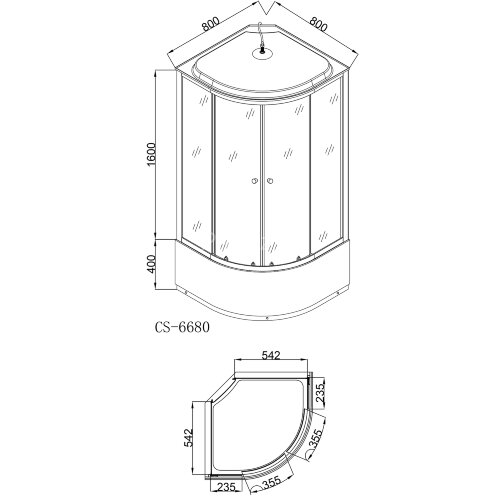 Душевая кабина Loranto CS-6680G 80х80х215, поддон 40 см