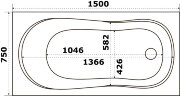 Ванна акриловая Azario Тенза 150х75
