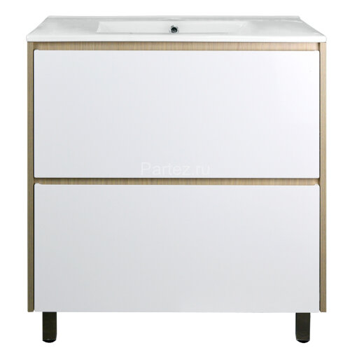 Комплект тумба Стиль Stella 70/2Н 720х810х460 Дуб дымчатый/Белый, под раковину Leon 7506-70 (CS00076