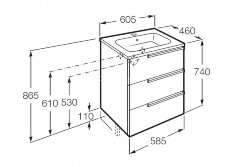 VICTORIA NORD Модуль д/раковины с 3-мя ящиками 600 мм, Ice Edition