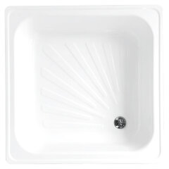 Поддон Loranto стальной, квадратный 70х70х15 толщина стали 0,9 мм, отверстие для слива 5 см, белый (LG700B)