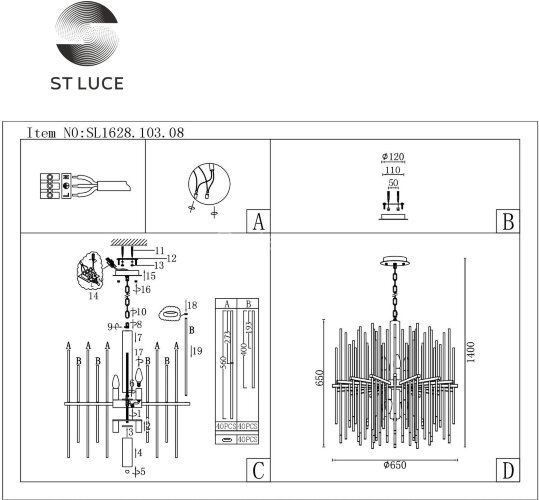 Подвесная люстра ST Luce SL1628.103.08