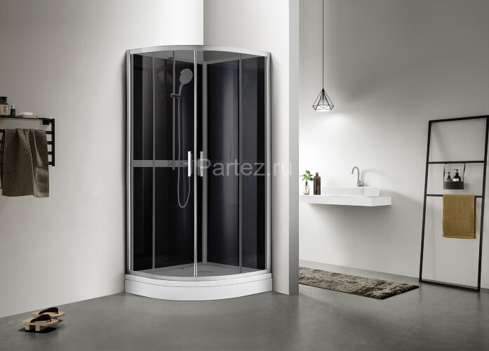 Душевая кабина AZARIO DENVER 90х90х200 серое стекло 4 мм. Easy Clean, задняя панель черная, цвет профиля серый (AZ-N10812 900 GREY)