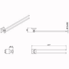 Полотенцедержатель AZARIO RINA двойной, поворотный, хром (AZ-87002A)