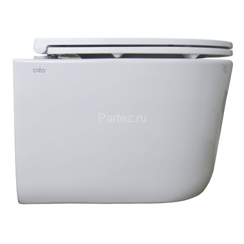 Унитаз подвесной Creo Ceramique LYon 2.0 490х360х350 безободковый, с системой смыва Tornado в компле