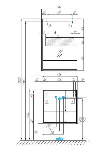 Зеркало-шкаф AQUATON Ривьера 60 белый (1A238902RVX20)