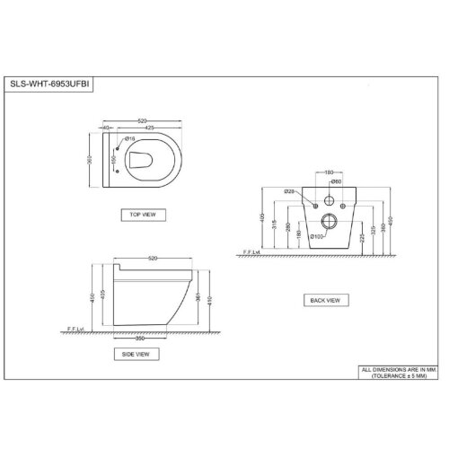 Унитаз подвесной Jaquar Solo, безободковый, сиденье и крышка slim