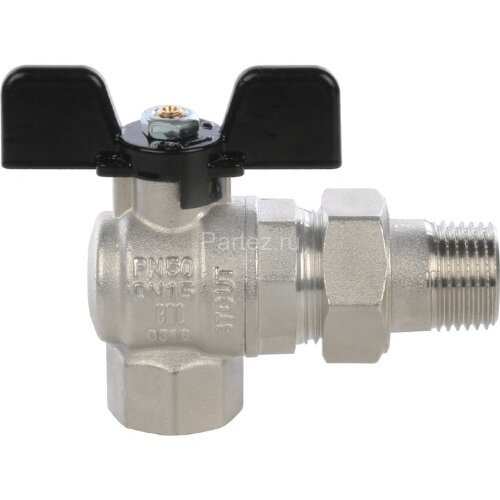 Кран шаровой полнопроходной угловой с американкой 1/2 Stout