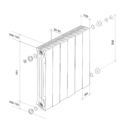 Радиатор Royal Thermo PianoForte 500 /Bianco Traffico - 4 секц. VDR