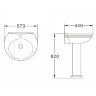Раковина с пьедесталом AZARIO BENTY 570х440х820 мм (AZ-337P)