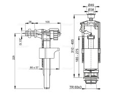 Выпускной комплект Alcadrain с боковой подводкой (пластик), со стоп кнопкой (SA2000 1/2" CHROM)