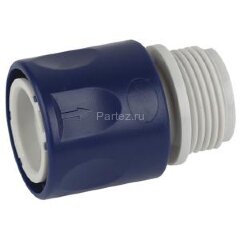 Соединитель-коннектор для шланга с внешней резьбой 19мм (3/4) пластик Green Apple Б0017774