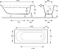 Ванна чугунная Jacob Delafon SOISSONS 170x70 без антискользящего покрытия, без отверстий для ручек, 