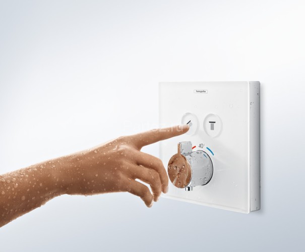 15738400 ShowerSelect Glass Термостат ShowerSelect для двух потребителей, стеклянный, СМ (белый)