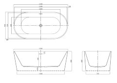 Ванна акриловая Azario BRISTOL 1600х800х580, свободностоящая, в комплекте с сифоном и металлической 
