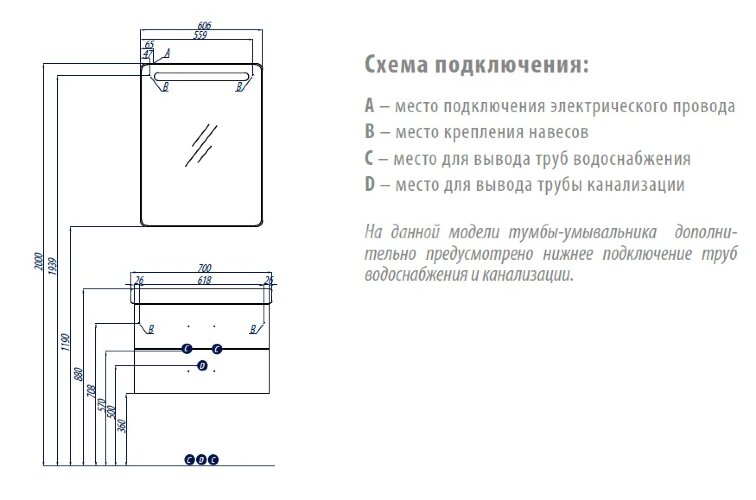 Зеркало-шкаф AQUATON Америна 60, левое, белый (1A135302AM01L)