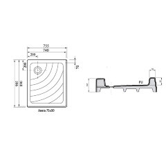 Душевой поддон Ravak ANETA 75x90 PU белый