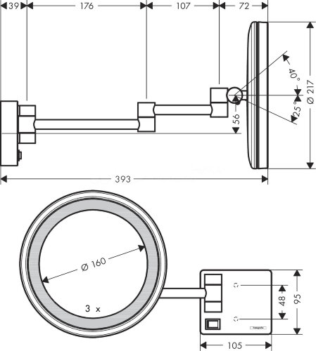 Косметическое зеркало Hansgrohe AddStoris, Бронза (41790140)