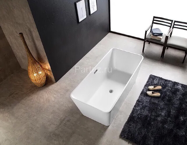 Ванна акриловая Azario LINCOLN 1690х800х580, свободностоящая, в комплекте с сифоном и металлической 