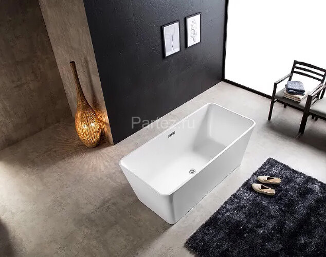 Ванна акриловая Azario LINCOLN 1690х800х580, свободностоящая, в комплекте с сифоном и металлической 