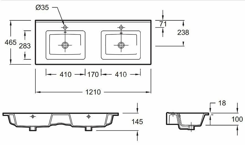 Раковина Jacob Delafon Ola 120 двойная, белая (EXVA112-00)