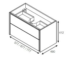 RONDA Модуль д/раковины 800 мм, бетон/белый матовый (подходит раковина Gap)
