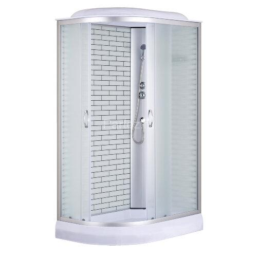 Душевая кабина Loranto SUNWAY 120х80х215 правосторонняя, поддон 13см, белый кирпичный узор, матовое стекло 4мм, профиль хром (CS6612013RFW120)