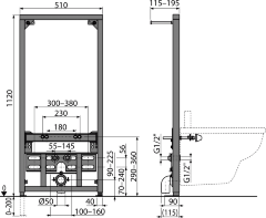 Инсталляция Alca plast для биде, черный (A105/1120)