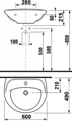Раковина Jika Lyra 60см, Белый (8.1427.2.000.104.9)