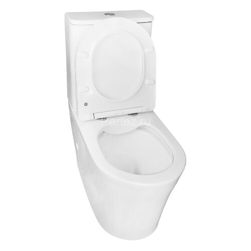 Унитаз-компакт Azario ANTEO ROUND 385х630х820 напольный, безободковый, быстросъемное сиденье микроли