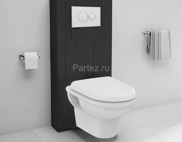 Промо-сет, состоящий из инсталляции Loranto, кнопки для инсталляции круглой белой, подвесного унитаз