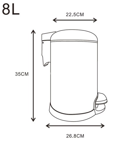 Ведро Azario , Хром (AZ-301P-8L)