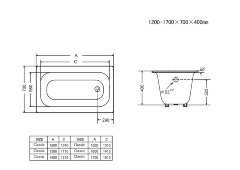 Ванна чугунная Goldman Classic 170х70х40, с ножками, без ручек