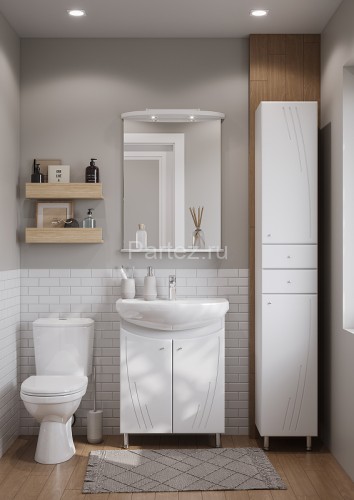 Зеркало AQUATON МИНИМА 65 подсветкой, с полкой, белый (1A000502MN010)