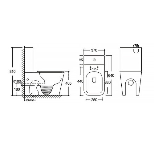 Унитаз-компакт Azario Black King 370х640х810 безободковый, с быстросъемным сиденьем микролифт, черны