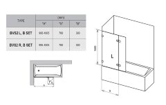 Шторка для ванны распашная Ravak BVS2 100х150 цвет профиля хром (7UPA0A00Z1)