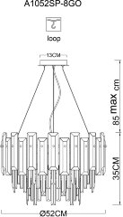 Подвесная люстра Arte Lamp A1052SP-8GO
