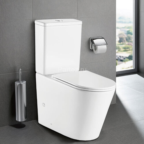 Унитаз-компакт Azario Vetro 605х380х825 напольный, безободковый, с бачком и сиденьем микролифт (AZ-2