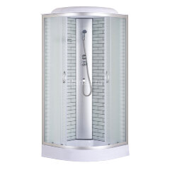 Душевая кабина Loranto SUNWAY 80х80х215 поддон 13см, белый кирпичный узор, матовое стекло 4мм, профиль хром (CS668013FW80)