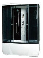 Душевая кабина с тропическим душем Loranto CS 78-3 A 170x85x215 см черная дверь раздвижная