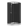 Душевая кабина Loranto NEO 90x90x(190+15) c низким поддоном 15см, прозрачное закаленное стекло 5 мм, задние стеклянные стенки черные, профиль черный-м