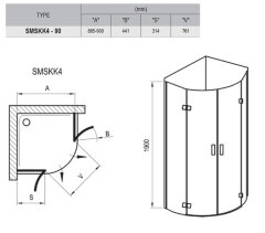 Душевой уголок Ravak Smartline SMSKK4-90 профиль хром, стекло прозрачное