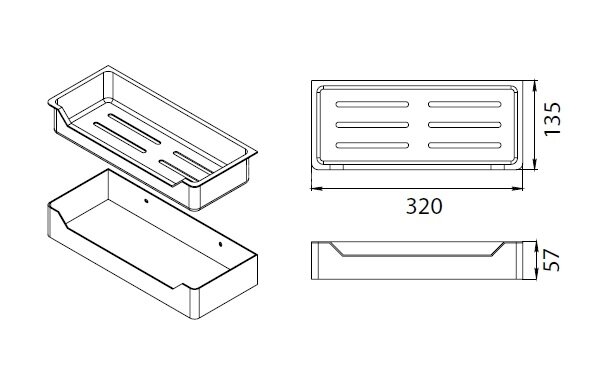 Полка прямоугольная Fixsen Hotel одноэтажная, хром (FX-31003C)